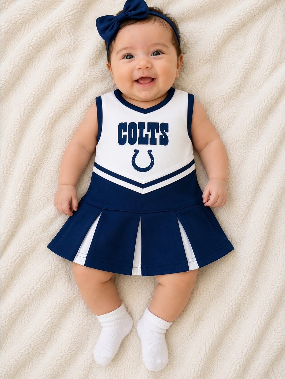 NFL Colts Navy and White Baby Cheer Dress